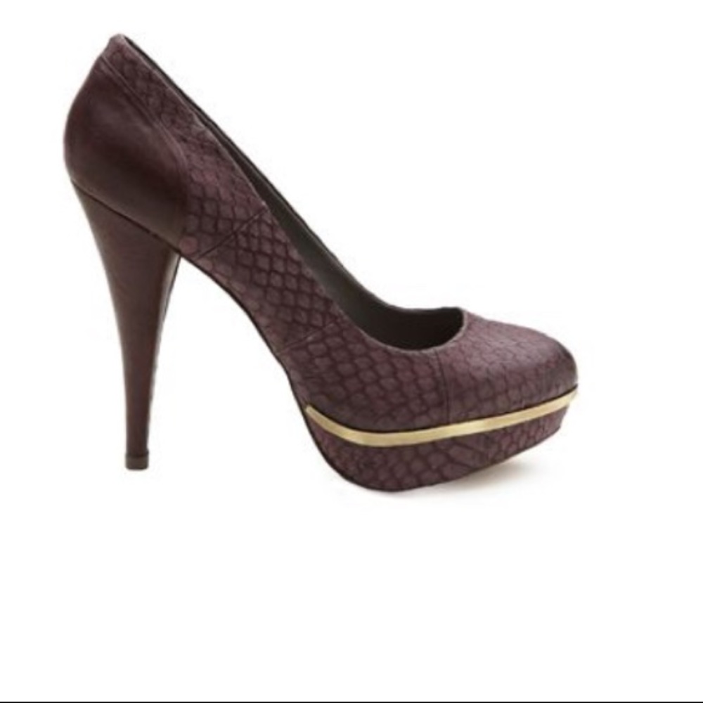 Rebecca Taylor Plum Snakeskin Pumps 7.5 NIB